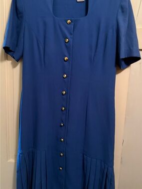 Liz Claiborne Royal Blue Button-Front Midi Dress